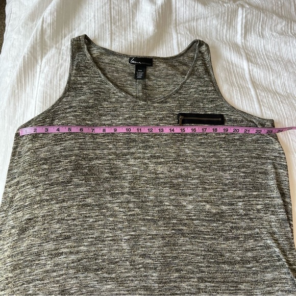 2/$30 Lane Bryant Marbled Gray Black and Gold Sleeveless Tank Blouse Tunic - Picture 8 of 10